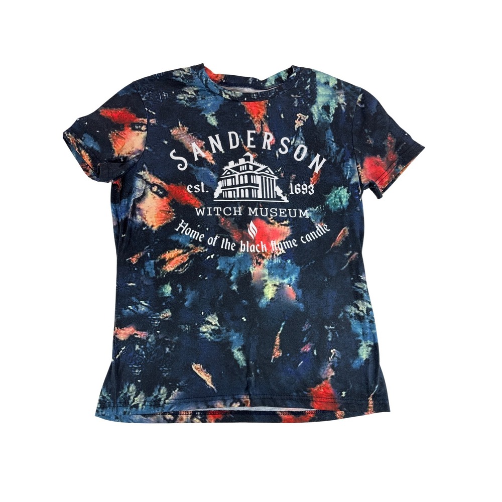 Sanderson Witch Museum Tie Dye T-Shirt Hocus Pocus Black Flame Candle Medium